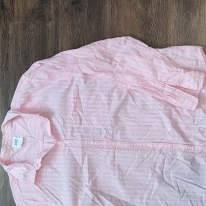 Gap Men's XXL Casual Pink and White Striped Long Sleeve Button Down Shirt